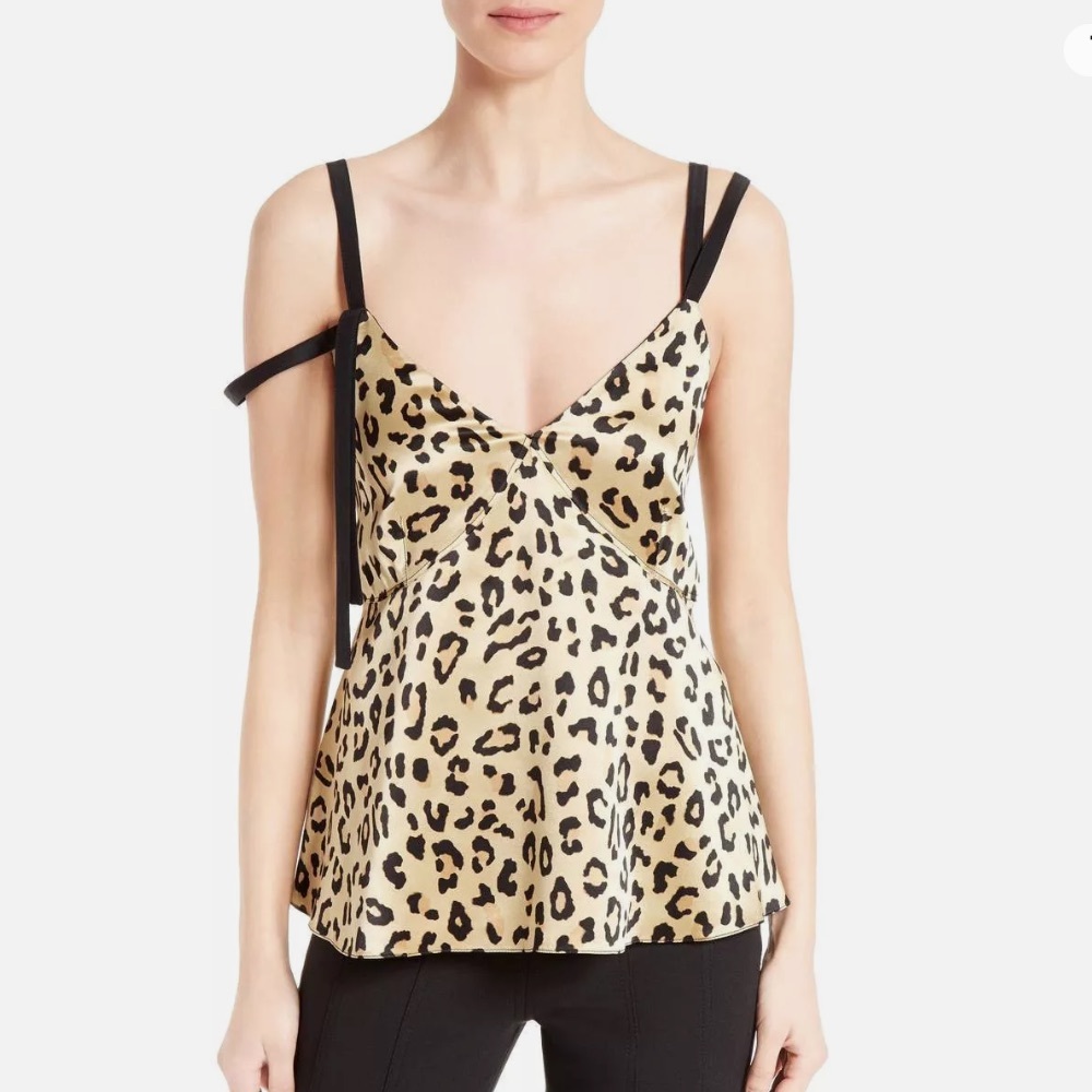 Cinq A Sept Sacha Leopard Print Silk Tank Top
